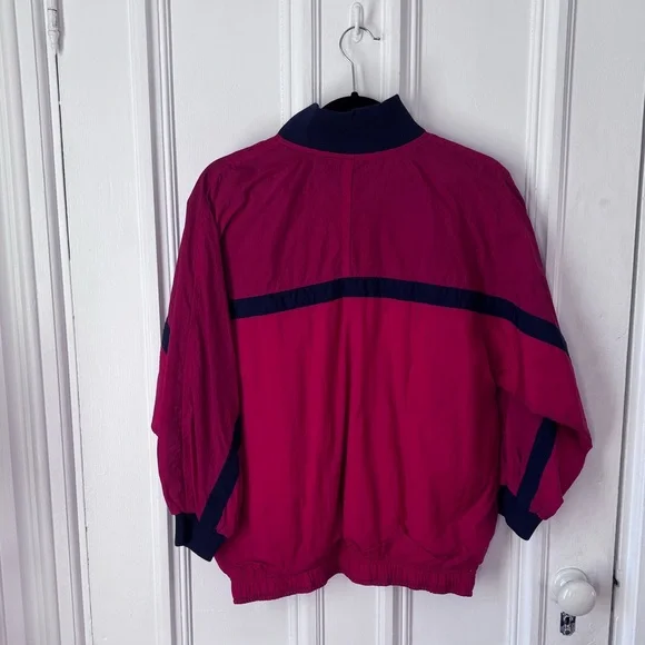 Vintage 90’s Nike Reversible Quarter Zip Windbreaker Jacket Red/Navy/Yellow M - Picture 4 of 15